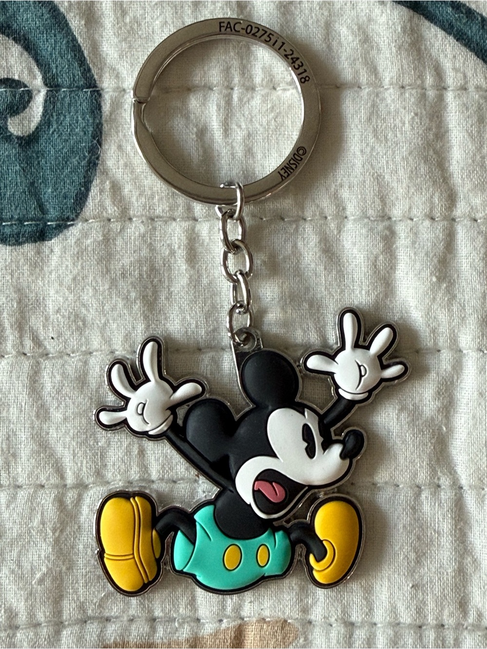 Disney Happy Mickey Mouse Teal Shorts Keychain- NWOT